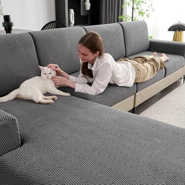 Eertop Couch Cushion Covers for Sectional Sofa Wear Resistant Stretch Sofa Slipcovers for Sofa Universal Cushion Protector Washable Elastic Couch Seat Cover for Pets Dark Gray 1 Back Cover