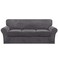 FantasDecor 4 Piece Sofa Velvet Couch Covers for 3 Cushion Stretch Slipcover with Individual Seat Cushion Elastic Furniture Protector for Pets Machine Washable Sofa Gray