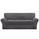 FantasDecor 4 Piece Sofa Velvet Couch Covers for 3 Cushion Stretch Slipcover with Individual Seat Cushion Elastic Furniture Protector for Pets Machine Washable Sofa Gray