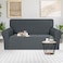 JIVINER Sofa Slipcover Stretch 1 Piece Couch Covers for 3 Cushion Couch Jacquard Washable Sofa Covers with Elastic Bottom Anti Slip Pet Friendly 3 Seater Slipcovers Sofa Dark Gray