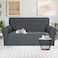 JIVINER Sofa Slipcover Stretch 1 Piece Couch Covers for 3 Cushion Couch Jacquard Washable Sofa Covers with Elastic Bottom Anti Slip Pet Friendly 3 Seater Slipcovers Sofa Dark Gray