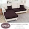 LA MEACK Couch Cushion Covers for Sectional Sofa L Shape Washable Separate Seat Chaise Couch Cover Stretch Sofa Slipcovers with 2 Pcs Pillowcases2 Seater 1 Chaise Brown