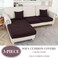 LA MEACK Couch Cushion Covers for Sectional Sofa L Shape Washable Separate Seat Chaise Couch Cover Stretch Sofa Slipcovers with 2 Pcs Pillowcases2 Seater 1 Chaise Brown
