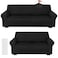 Peryiter 2 Pcs Sofa Covers Couch and Loveseat Covers Set Stretch Sofa Slipcover for Living Room Armchair Furniture Protector Wrinkle ProofBlackMilk Silk