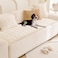 Tiwwie Couch Cover for Dogs Fuzzy Sofa Covers for Pet Geometric Jacquard Coral PetFriendly Washable NonSlip Sofas Slipcover Cushion Protector Pets Mat Dog Bed Mats