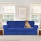 WEERRW 4 Pieces High Stretch Couch Covers for 3 Cushion Couch Sofa Slipcovers Washable Furniture Protector with Non Slip Elastic Bottom Feature Soft and Thick Plush Fabric Royal Blue Large