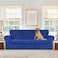 WEERRW 4 Pieces High Stretch Couch Covers for 3 Cushion Couch Sofa Slipcovers Washable Furniture Protector with Non Slip Elastic Bottom Feature Soft and Thick Plush Fabric Royal Blue Large