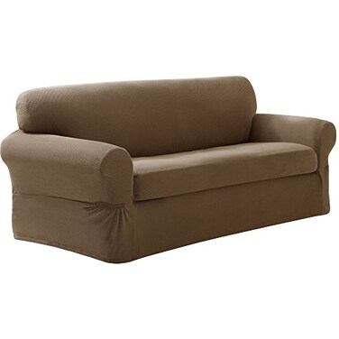 Zenna Home MAYTEX Pixel Ultra Soft Stretch Slipcover 2Piece Sofa Sand