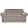 H.VERSAILTEX HVERSAILTEX Stretch Velvet Loveseat Covers for 2 Cushion Couch Covers for Living Room Sofa Covers Slipcovers with Non Slip Straps Bottom Ultra Thick Comfy Velour Width 5872 Taupe