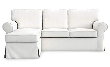 MASTERS OF COVERS Ektorp Loveseat 2 Seat with Chaise Lounge Cover Replacement Cutomoized for IKEA Ektorp Sectional 3 Seat Sectional Sofa Slipcover ReplacementWhite