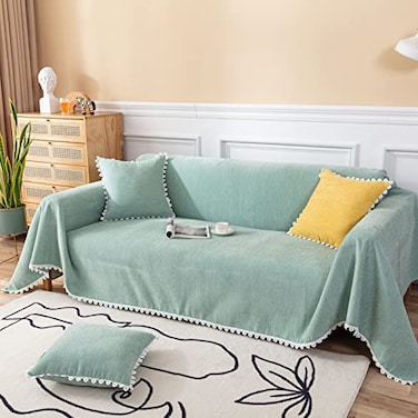 VClife Farmhouse Style Couch Cover for Dog Sage Green Sofa Covers for Oversize Couch Soft Chenille Sofa Slipcover for 34 Cushion Couch 71X150