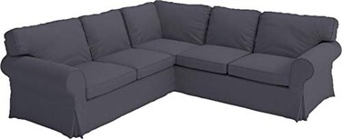 Custom Slipcover Heavy Duty Polyester Sofa Cover Only Replacement Compatible with IKEA Ektorp 3 Seat Sofa Loveseat Armchair Sectional Corner Chaise or Footstool Ektorp Slipcover Dark Gray Polyester 22