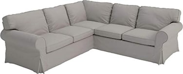 HomeTown Market Extra Thick Sofa Covers Compatible with IKEA Ektorp 2 2 Sectional Corner Sofa Slipcovers Polyester Flax Light Gray