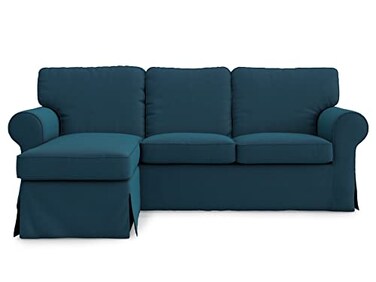 MASTERS OF COVERS Ektorp Loveseat 2 Seat with Chaise Lounge Cover Replacement Customized for IKEA Ektorp Sectional 3 Seat Sofa Slipcover ReplacementDark Ocean