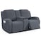 TAOCOCO Loveseat Recliner Cover with Middle Console Stretch Loveseat Cover for 2 Seat Recliner Couch Jacquard Reclining Sofa Covers Loveseat Slipcover Furniture Protector Grey