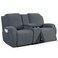 TAOCOCO Loveseat Recliner Cover with Middle Console Stretch Loveseat Cover for 2 Seat Recliner Couch Jacquard Reclining Sofa Covers Loveseat Slipcover Furniture Protector Grey