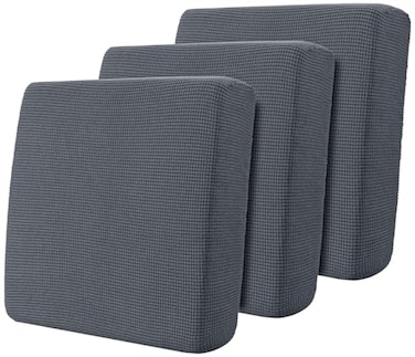 Hokway Stretch Couch Cushion Covers 3 Piece Individual Sofa Cushion SlipcoversJacquard Sofa Seat Slipcover Set NonSlip Protector for Cushion GreySmall3PC