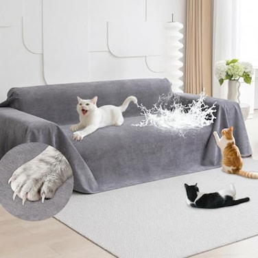 Loiion Cat Scratch Proof Furniture Protector AntiSlip Waterproof Sofa Cover to Keep Cats Off PetFriendly AntiScratch Couch Protectors for 3 Cushion Couch Gray Sofa Cover for Pets and Kids 118X71