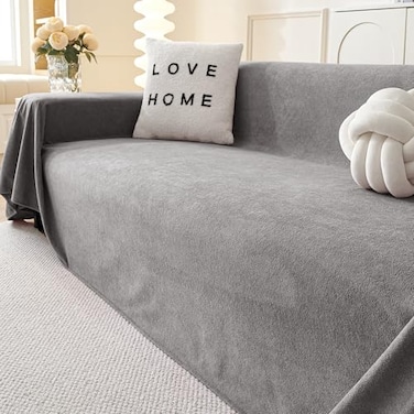 MYSKY HOME Couch Cover Sofa Cover for 3 Cushion Couch Dog Couch Covers for Sectional Sofa Covers Non Slip Cat Scratch Furniture Protector Sofa Covers Washable Sofa Towel for Pet 91 x 134 Grey