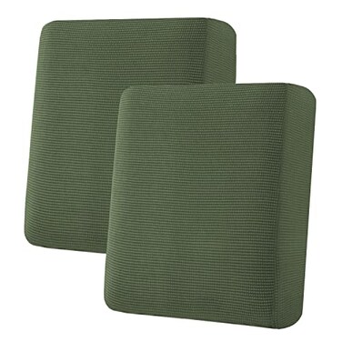 H.VERSAILTEX HVERSAILTEX Super Stretch Individual Seat Cushion Covers Sofa Covers Couch Cushion Covers Slipcover Sets Thick Jacquard Textured Twill Fabric 2 Piece Medium Sofa Cushion Covers Bronze Gre