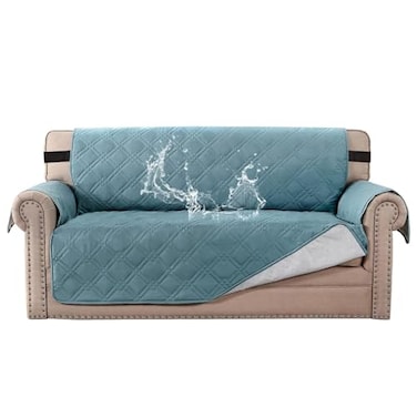 H.VERSAILTEX HVERSAILTEX 100 Waterproof Sofa Slipcover Washable Loveseat Cover for 2 Cushion Cover NonSlip Furniture Protector with Silicone Backing Couch Cover for Pets Oversized Loveseat Stone Blue