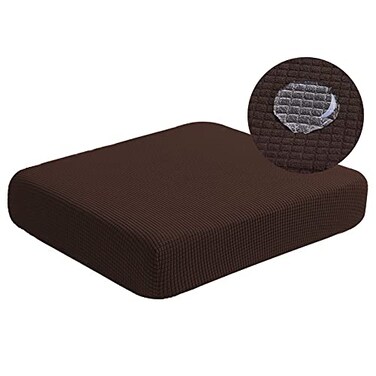 NC HOME WaterRepellent Sofa Cushion Slipcovers Stretch Camper Dinette Cushion Covers Furniture Protector for Sofa Seat with Elastic Bottom Loveseat Cushion Chocolate