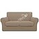 Easy-Going EasyGoing 100 Dual Waterproof 3 Pieces Loveseat Cover Stretch Soft Couch Cover for Dogs Sofa Slipcover for 2 Separate Cushion Couch Leakproof Furniture Protector for Kids Pets Camel