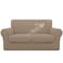 Easy-Going EasyGoing 100 Dual Waterproof 3 Pieces Loveseat Cover Stretch Soft Couch Cover for Dogs Sofa Slipcover for 2 Separate Cushion Couch Leakproof Furniture Protector for Kids Pets Camel