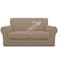 Easy-Going EasyGoing 100 Dual Waterproof 3 Pieces Loveseat Cover Stretch Soft Couch Cover for Dogs Sofa Slipcover for 2 Separate Cushion Couch Leakproof Furniture Protector for Kids Pets Camel