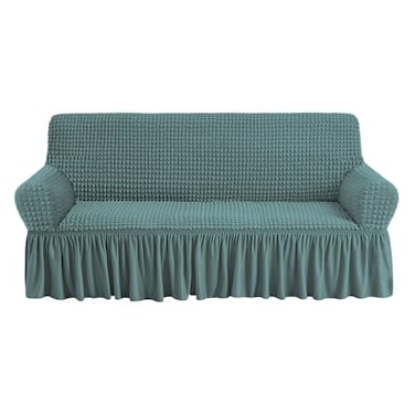 NICEEC Sofa Slipcover Sage Sofa Cover 1 Piece Easy Fitted Sofa Couch Cover Universal High Stretch Durable Furniture Protector with Skirt Country Style 3 Seater Sage