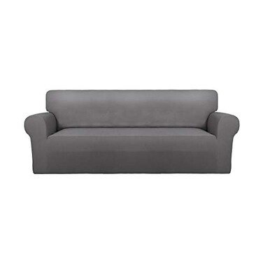 PureFit Super Stretch Sofa Slipcover Spandex Non Slip Soft Couch Sofa Cover Washable Furniture Protector with Non Skid Foam and Elastic Bottom for Kids Pets Oversized Sofa Light Gray