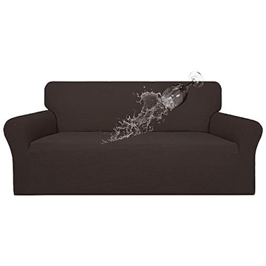 Easy-Going EasyGoing 100 Waterproof Couch Cover Dual Waterproof Sofa Cover Stretch Jacquard Sofa Slipcover Leakproof Furniture Protector for Kids Pets Dog and Cat Sofa Chocolate