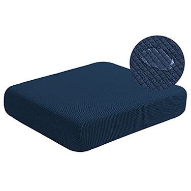 NC HOME Water Repellent Sofa Seat Cushion Covers Stretch Stylish Furniture Cover Small Checked Pattern Super Soft Slipcover Machine Washable Loveseat Cushion Navy