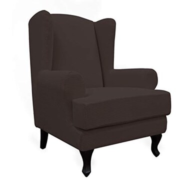 Easy-Going EasyGoing Stretch Wingback Chair Sofa Slipcover 2Piece Sofa Cover Furniture Protector Couch Soft with Elastic Bottom Spandex Jacquard Fabric Small Checks Chocolate