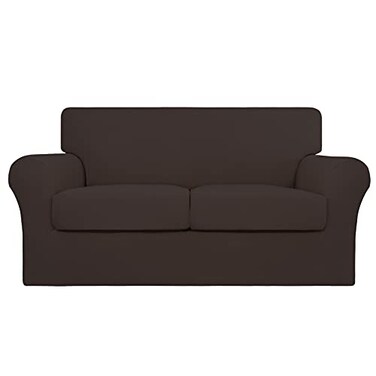 Easy-Going EasyGoing 3 Pieces Stretch Couch Cover Sofa Cover for Dogs Washable Sofa Slipcover for 2 Separate Cushion Couch Spandex Jacquard Fabric Elastic Furniture Protector for Pets KidChocolate Lov