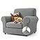 YEMYHOM Latest Checkered 2 Pieces Chair Covers for Living Room High Stretch Thickened Chair Slipcovers with Arms Anti Slip Elastic Armchair Sofa Couch Protector Light Gray 31461 Cushion