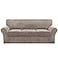 FantasDecor 4 Piece Sofa Velvet Couch Covers for 3 Cushion Stretch Slipcover with Individual Seat Cushion Elastic Furniture Protector for Pets Machine Washable Sofa Taupe