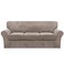 FantasDecor 4 Piece Sofa Velvet Couch Covers for 3 Cushion Stretch Slipcover with Individual Seat Cushion Elastic Furniture Protector for Pets Machine Washable Sofa Taupe