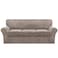 FantasDecor 4 Piece Sofa Velvet Couch Covers for 3 Cushion Stretch Slipcover with Individual Seat Cushion Elastic Furniture Protector for Pets Machine Washable Sofa Taupe