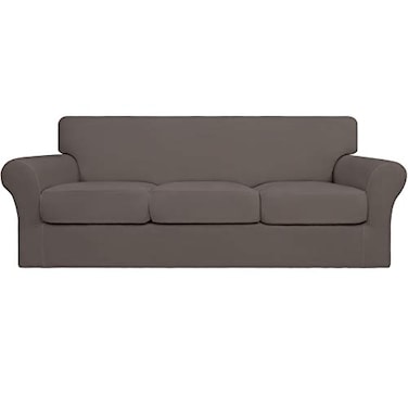 Easy-Going EasyGoing 4 Pieces Stretch Soft Couch Cover for Dogs Washable Sofa Slipcover for 3 Separate Cushion Couch Elastic Furniture Protector for Pets Kids Sofa Taupe Large
