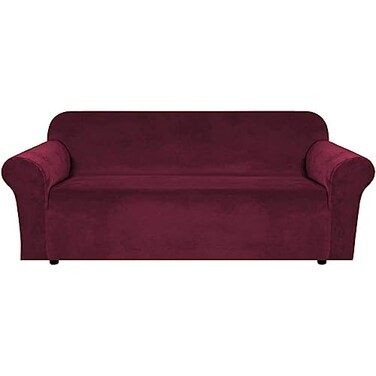 H.VERSAILTEX HVERSAILTEX Stretch Velvet Sofa Covers Large Couch Covers Sofa Slipcovers Furniture Protector Soft with Non Slip Elastic Bottom Feature Thick Comfy Rich Velour Extra Wide Sofa 98105 Burgu