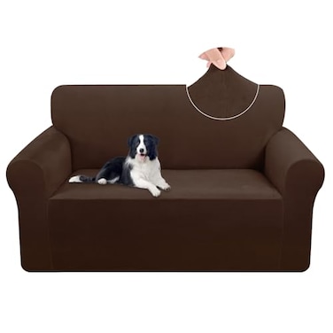 U-NICE HOME UNICE HOME Velvet Loveseat Sofa Covers Stretch Couch Cover Furniture Protector Sofa Slipcover for Dogs Medium Chocolate