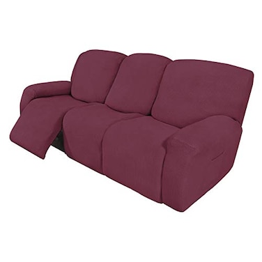 Easy-Going EasyGoing 8 Pieces Recliner Sofa Stretch Sofa Slipcover Sofa Cover Furniture Protector Couch Soft with Elastic Bottom Kids Spandex Jacquard Fabric Small Checks ASH Rose