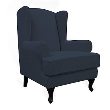 Easy-Going EasyGoing Stretch Wingback Chair Sofa Slipcover 2Piece Sofa Cover Furniture Protector Couch Soft with Elastic Bottom Spandex Jacquard Fabric Small Checks Dark Blue