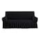 NICEEC Sofa Slipcover Black Sofa Cover 1 Piece Easy Fitted Sofa Couch Covers Universal High Stretch Durable Furniture Protector with Skirt Country Style 3 Seater Black