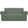 Easy-Going EasyGoing Stretch Oversized Loveseat Slipcover 1Piece Sofa Cover Furniture Protector Couch Soft with Elastic Bottom for Kids Polyester Spandex Jacquard Fabric Small Checks Greyish Green