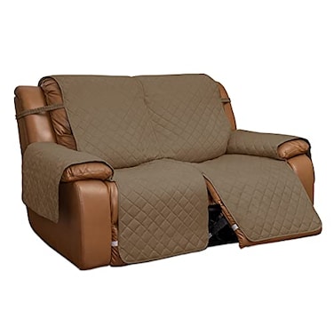 Easy-Going EasyGoing Loveseat Recliner Cover Reversible Couch Cover for Double Recliner Split Sofa Cover for Each Seat Furniture Protector with Elastic Straps for Kids Dogs Pets2 Seater CamelIvory