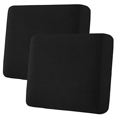 H.VERSAILTEX HVERSAILTEX Super Stretch Individual Seat Cushion Covers Sofa Covers Couch Cushion Covers Slipcover Sets Thick Jacquard Textured Twill Fabric 2 Piece Large Sofa Cushion Covers Black