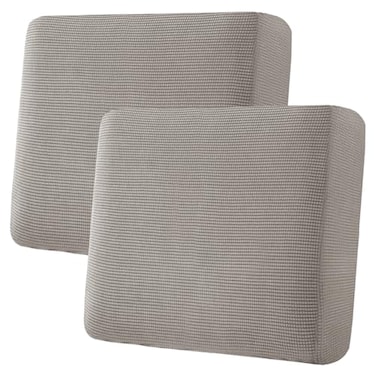 H.VERSAILTEX HVERSAILTEX Super Stretch Individual Seat Sofa Covers Couch Slipcover Sets Thick Jacquard Textured Twill Fabric 2 Piece Large Sofa Cushion Covers Taupe