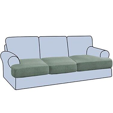 H.VERSAILTEX HVERSAILTEX Stretch 3 Piece T Cushion Sofa Slipcovers Individually Sofa Cushion Covers for 3 Cushion Couch Sofa Seat Cushion Covers with Elastic Bands Featuring Thicker Jacquard Fabric Sa
